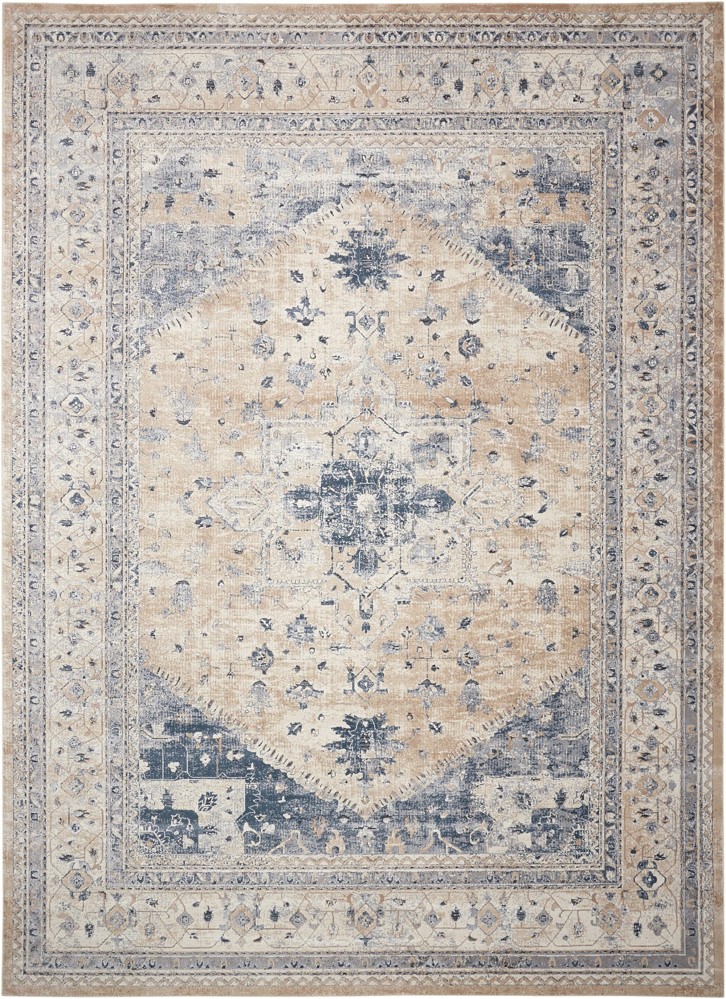 aRmanica MALTA BEIGE/BLUE RUG by NOURISON