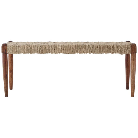 aRmanica SHEESHAM WOOD AND JUTE BOMIA BENCH