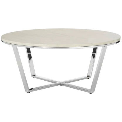 aRmanica ALLURE ROUND WHITE FAUX MARBLE COFFEE TABLE