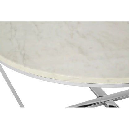 aRmanica ALLURE ROUND WHITE FAUX MARBLE COFFEE TABLE