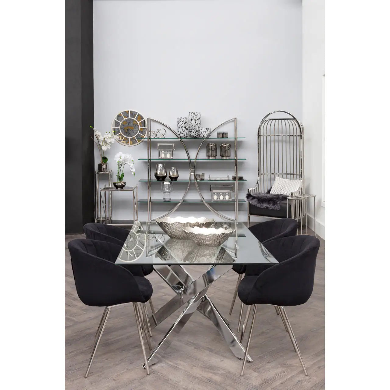 aRmanica ALLURE RECTANGULAR CHROME DINING TABLE