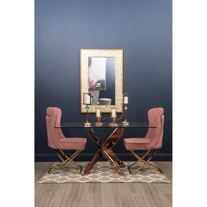 aRmanica ALLURE RECTANGULAR ROSE GOLD DINING TABLE