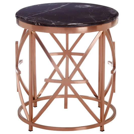 aRmanica Alves Black Marble / Rose Gold Side Table