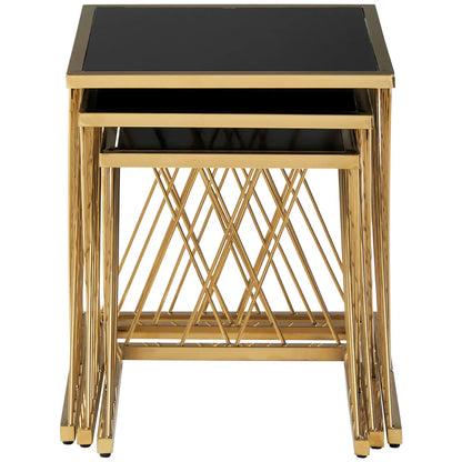 aRmanica  Set Of 3 Gold Nesting Tables