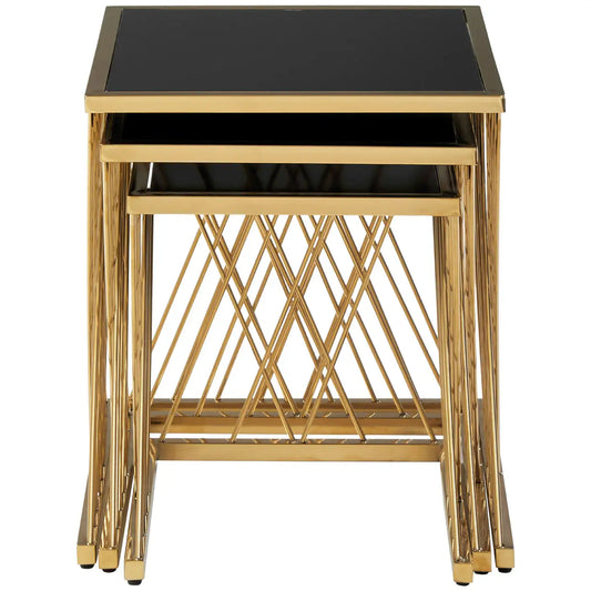 aRmanica  Set Of 3 Gold Nesting Tables