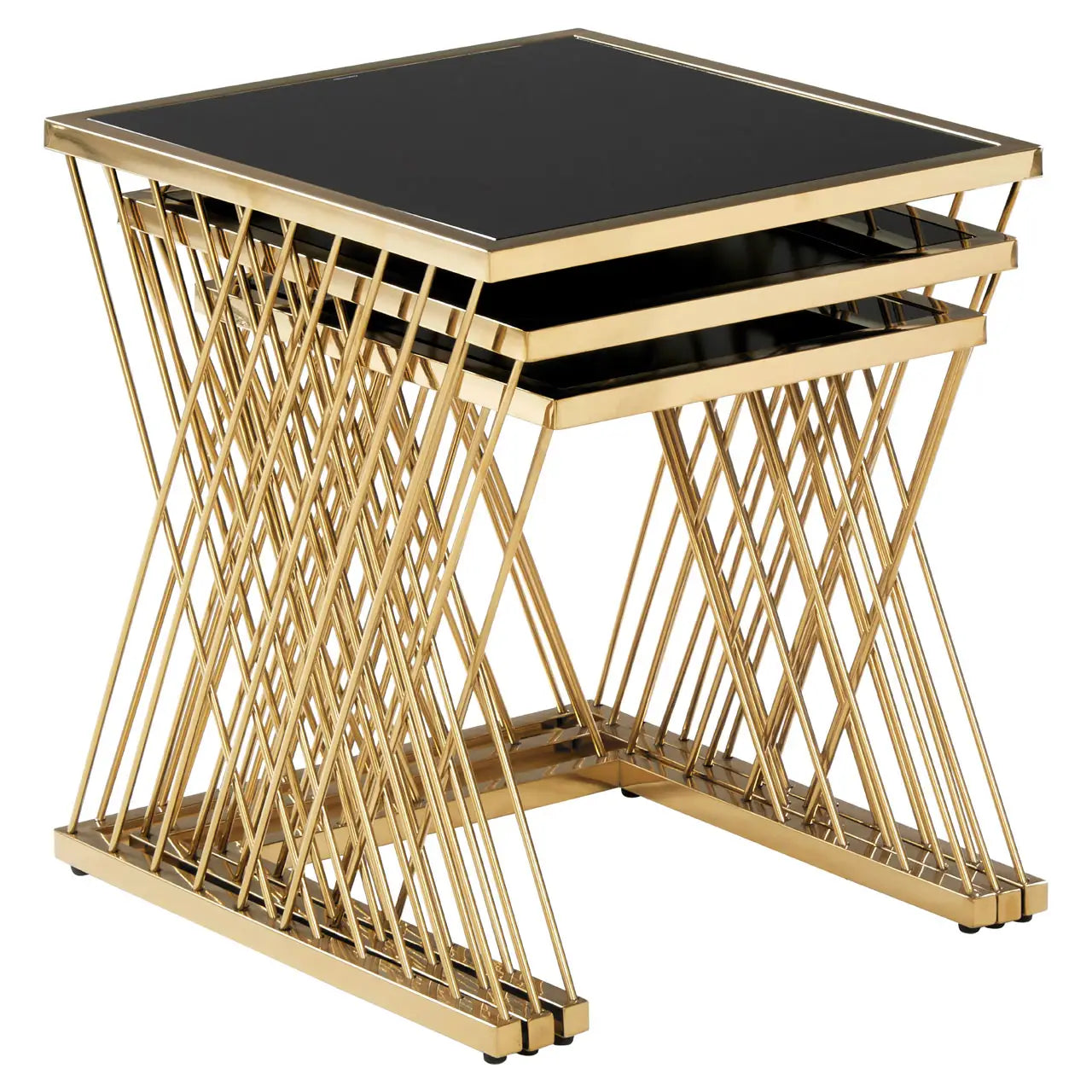 aRmanica  Set Of 3 Gold Nesting Tables