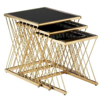 aRmanica  Set Of 3 Gold Nesting Tables