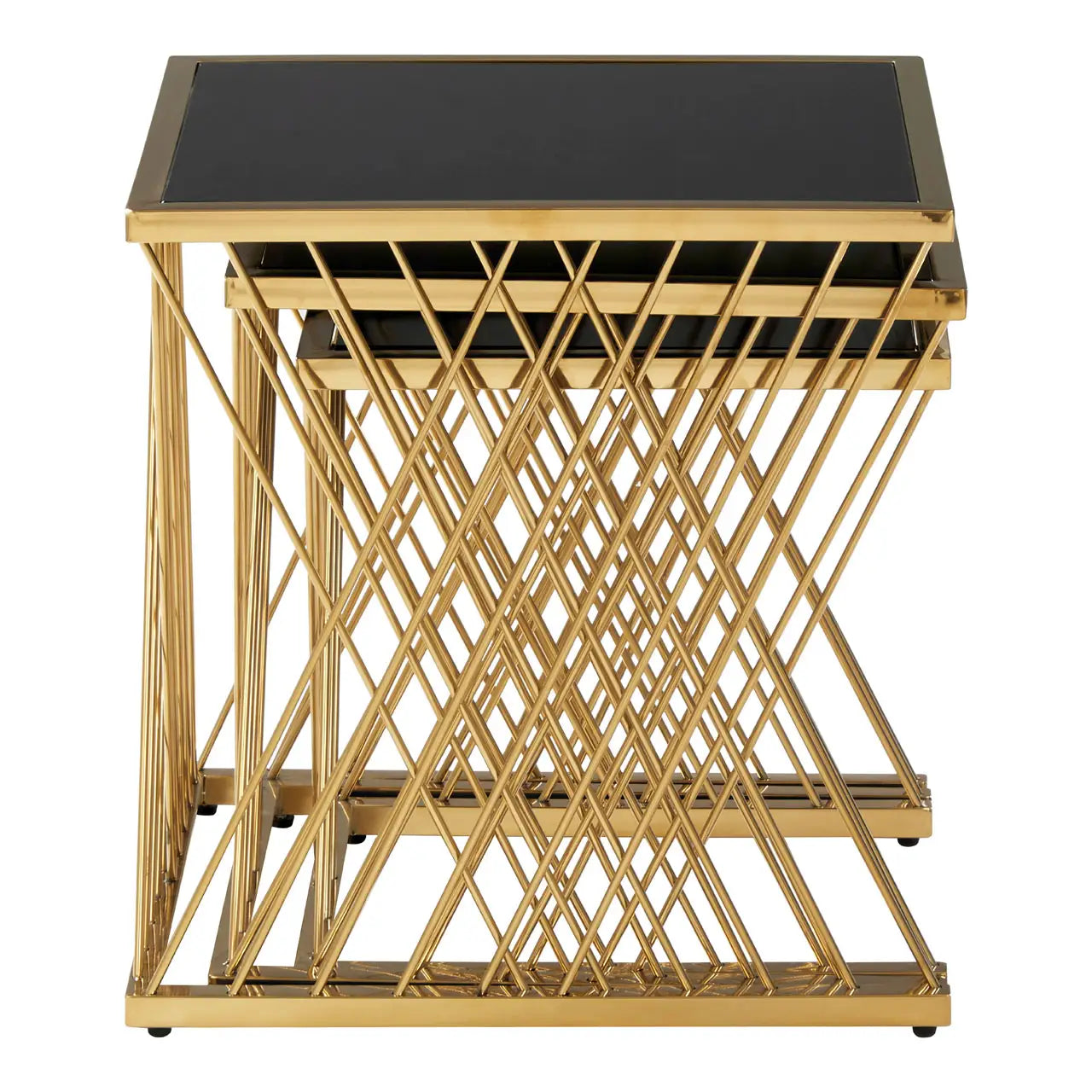 aRmanica  Set Of 3 Gold Nesting Tables