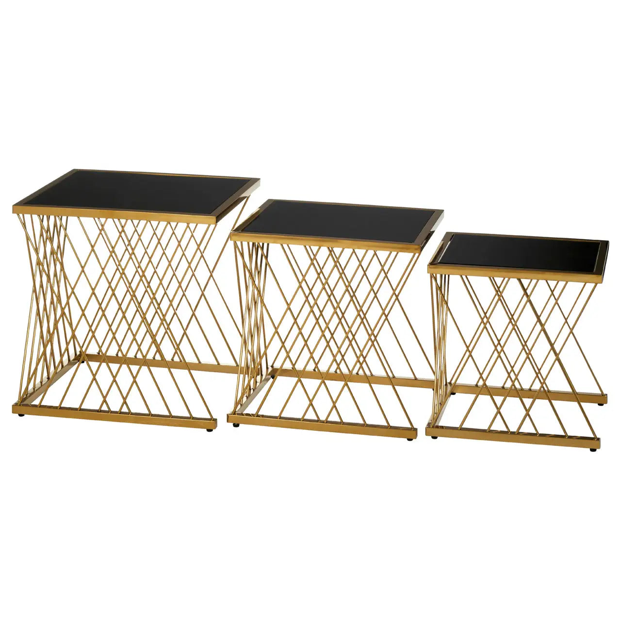 aRmanica  Set Of 3 Gold Nesting Tables