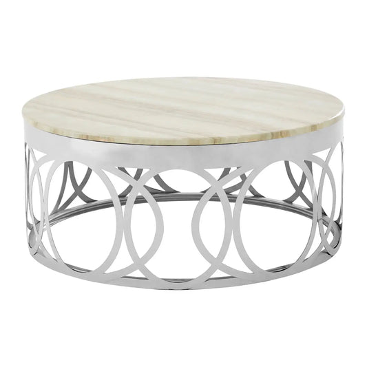 aRmanica  White Marble Round Coffee Table