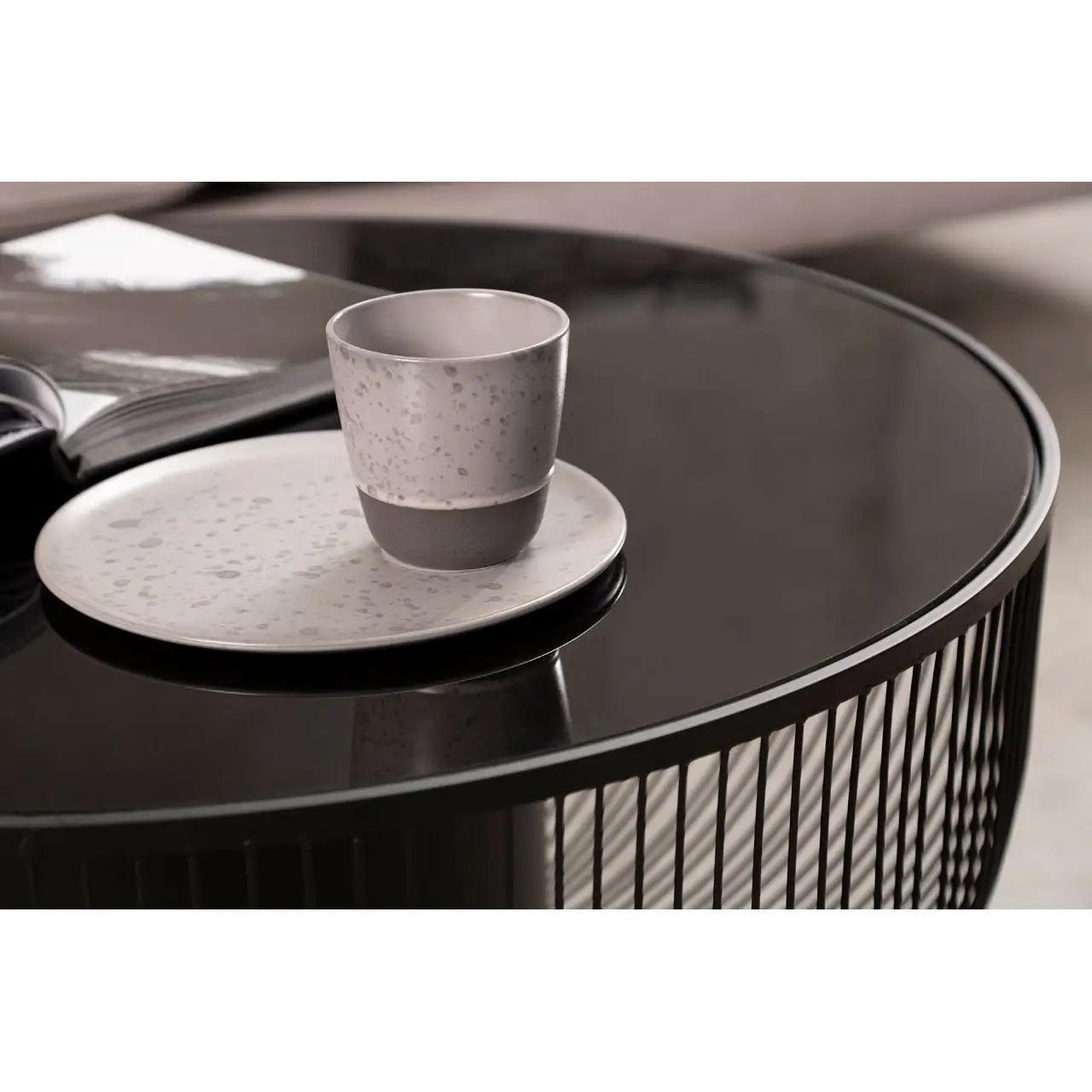 aRmanica TRENT COFFEE TABLE WITH BLACK GLASS TOP