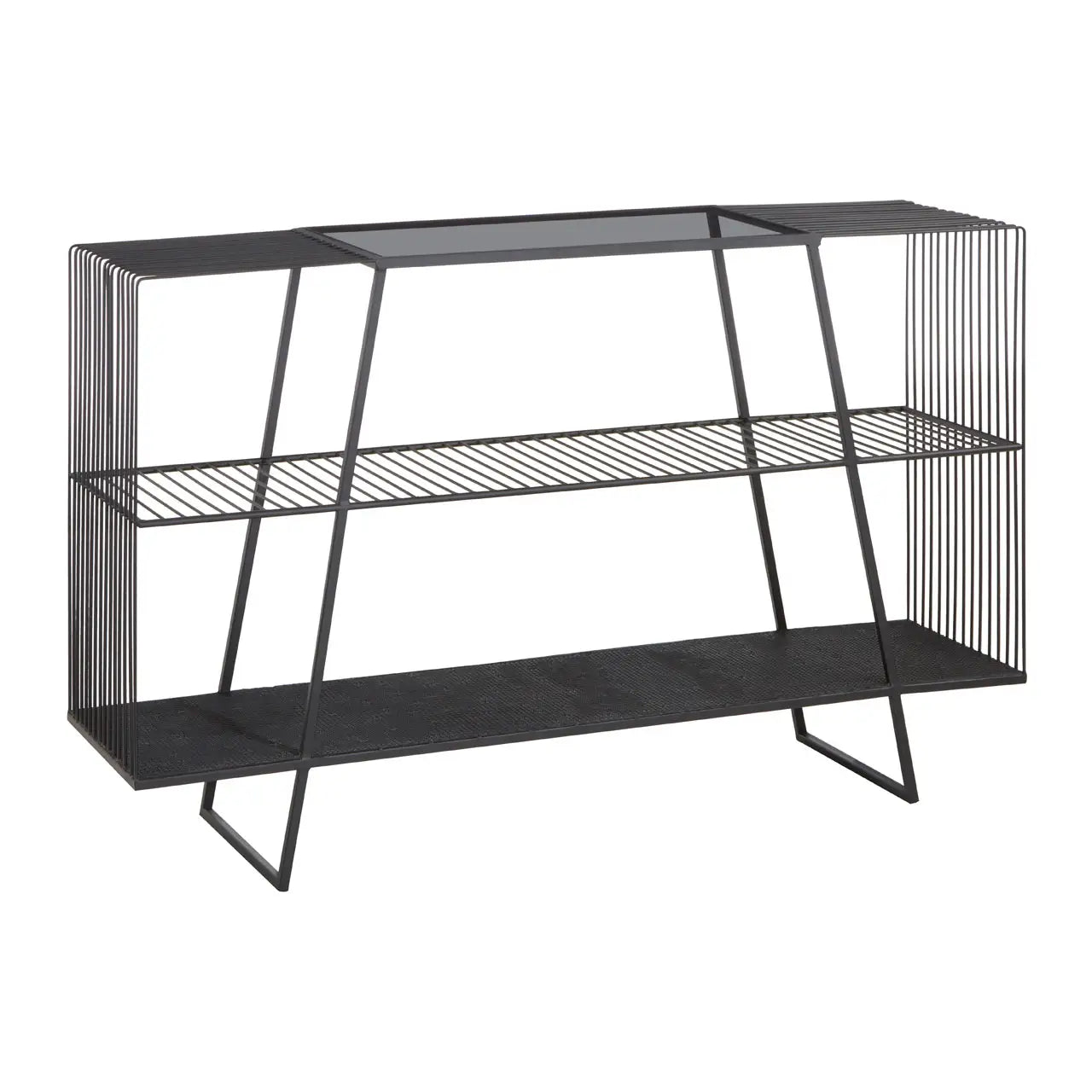 aRmanica TRENT CONSOLE TABLE WITH GREY GLASS TOP