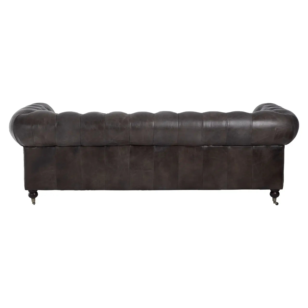 aRmanica CHIRCHILL DARK GREY LEATHER CHESTERFIELD THREE SEAT SOFA