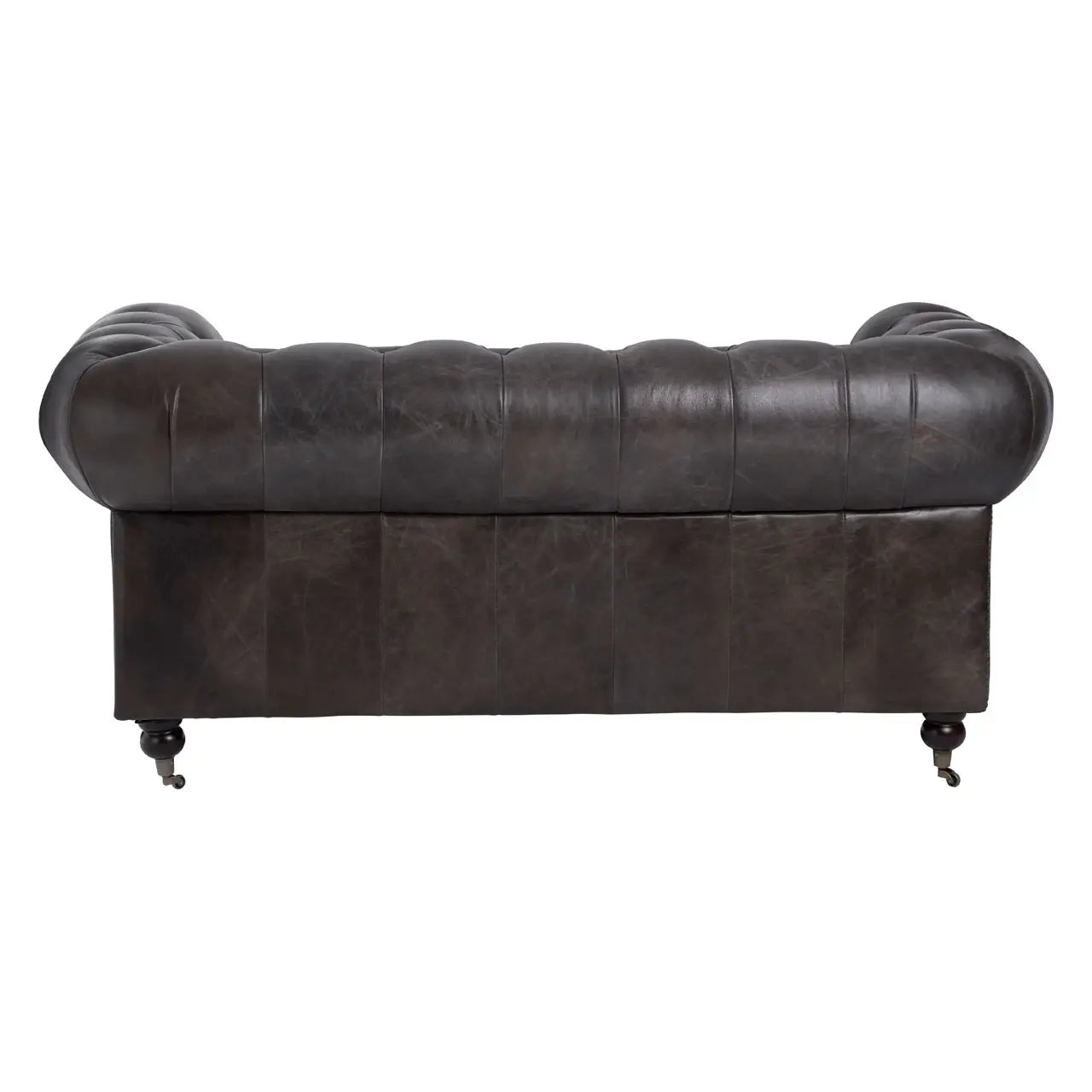 aRmanica CHIRCHILL DARK GREY LEATHER CHESTERFIELD TWO SEAT SOFA