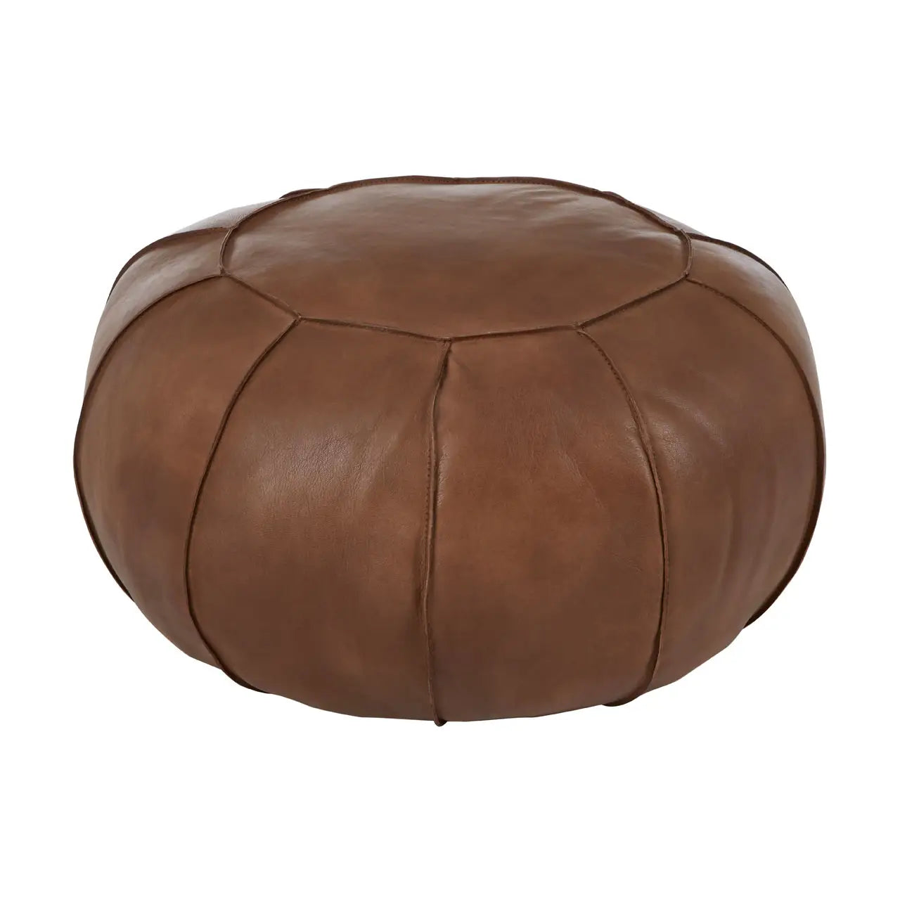 aRmanica BUFFALO BROWN LEATHER POUFFE