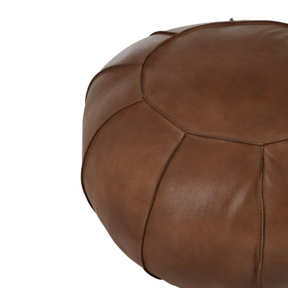 aRmanica BUFFALO BROWN LEATHER POUFFE