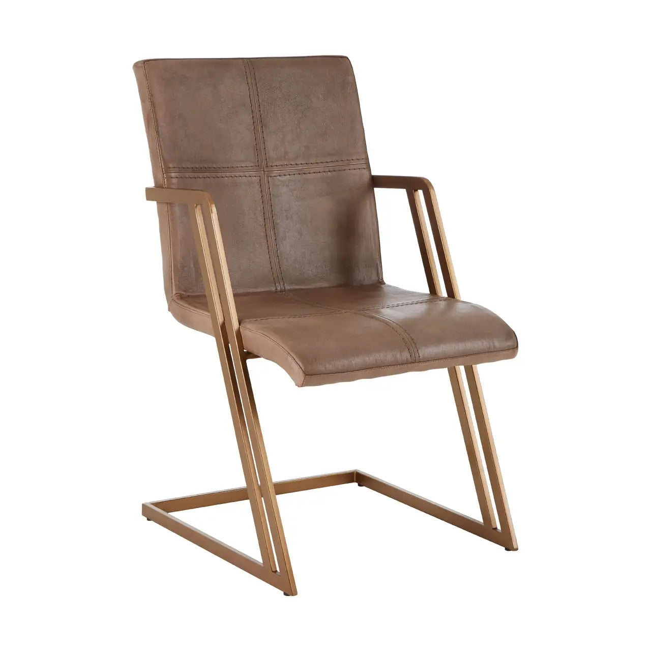 aRmanica BUFFALO GREY LEATHER AND IRON ALVES CHAIR  X2