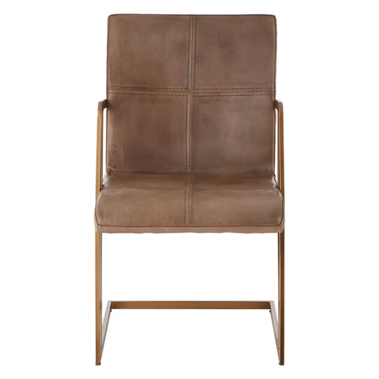 aRmanica BUFFALO GREY LEATHER AND IRON ALVES CHAIR  X2