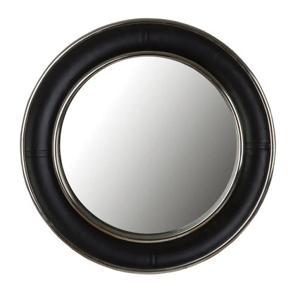 aRmanica WINSTON BLACK GENUINE LEATHER WIDE RIMWALL MIRROR