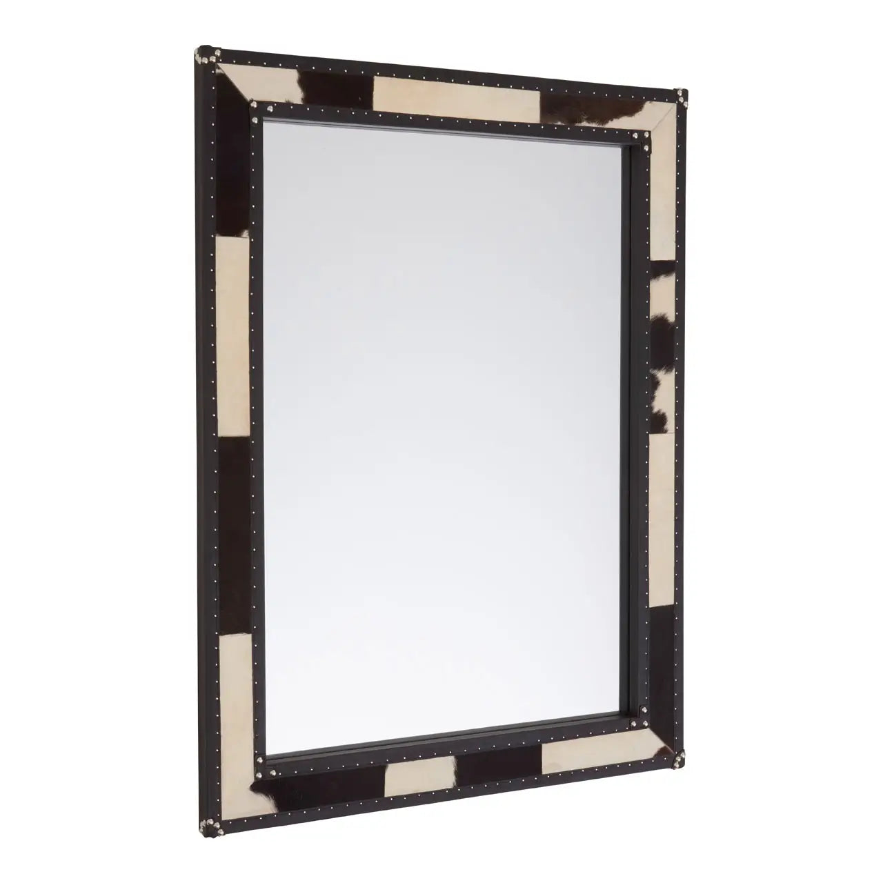 aRmanica BLACK/WHITE GENUINE COWHIDE WALL MIRROR