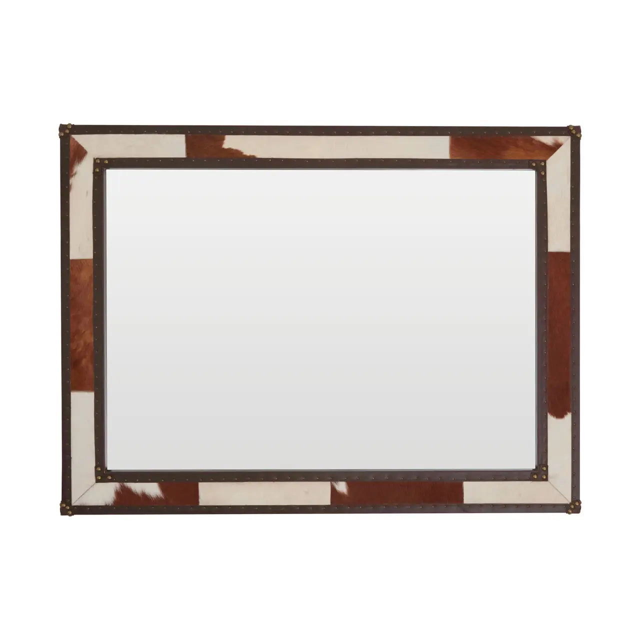 aRmanica BROWN/WHITE GENUINE COWHIDE WALL MIRROR