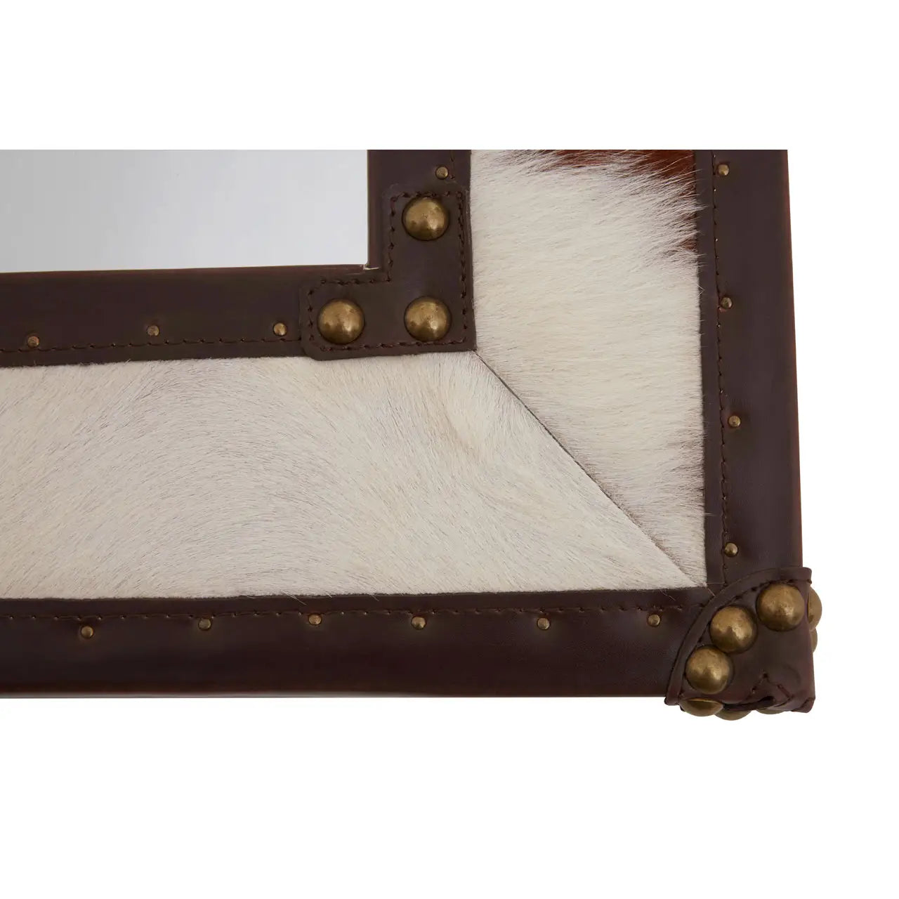 aRmanica BROWN/WHITE GENUINE COWHIDE WALL MIRROR