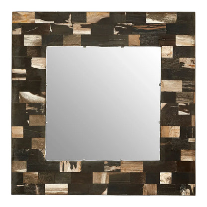 aRmanica REIKO SQUARE PETRIFIED WOOD WALL MIRROR