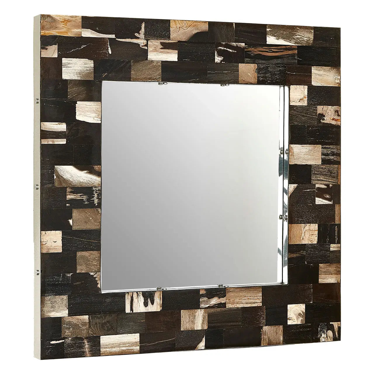 aRmanica REIKO SQUARE PETRIFIED WOOD WALL MIRROR