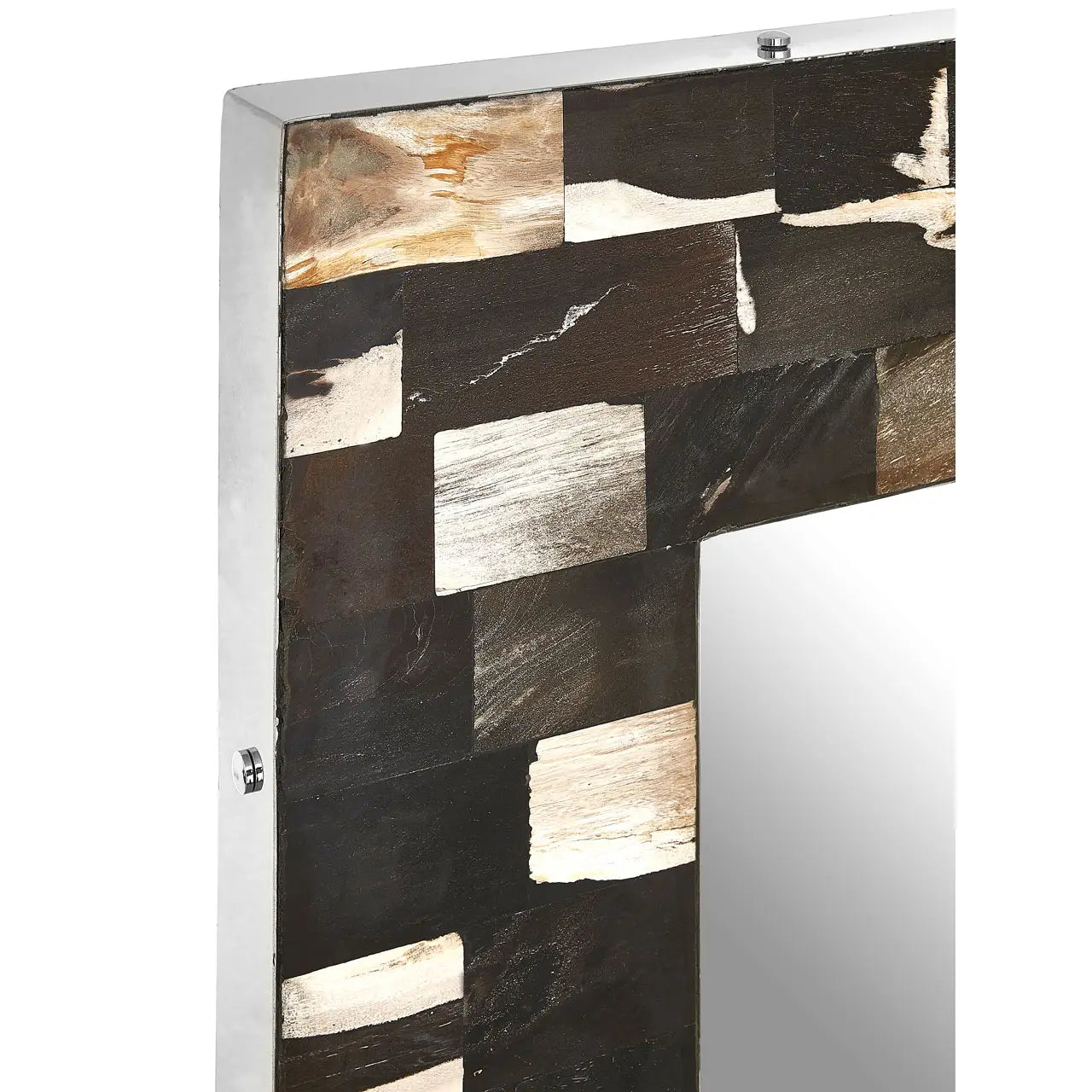 aRmanica REIKO SQUARE PETRIFIED WOOD WALL MIRROR