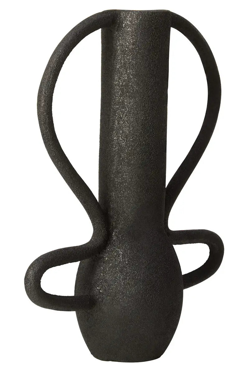 aRmanica Large Textured Black Vase