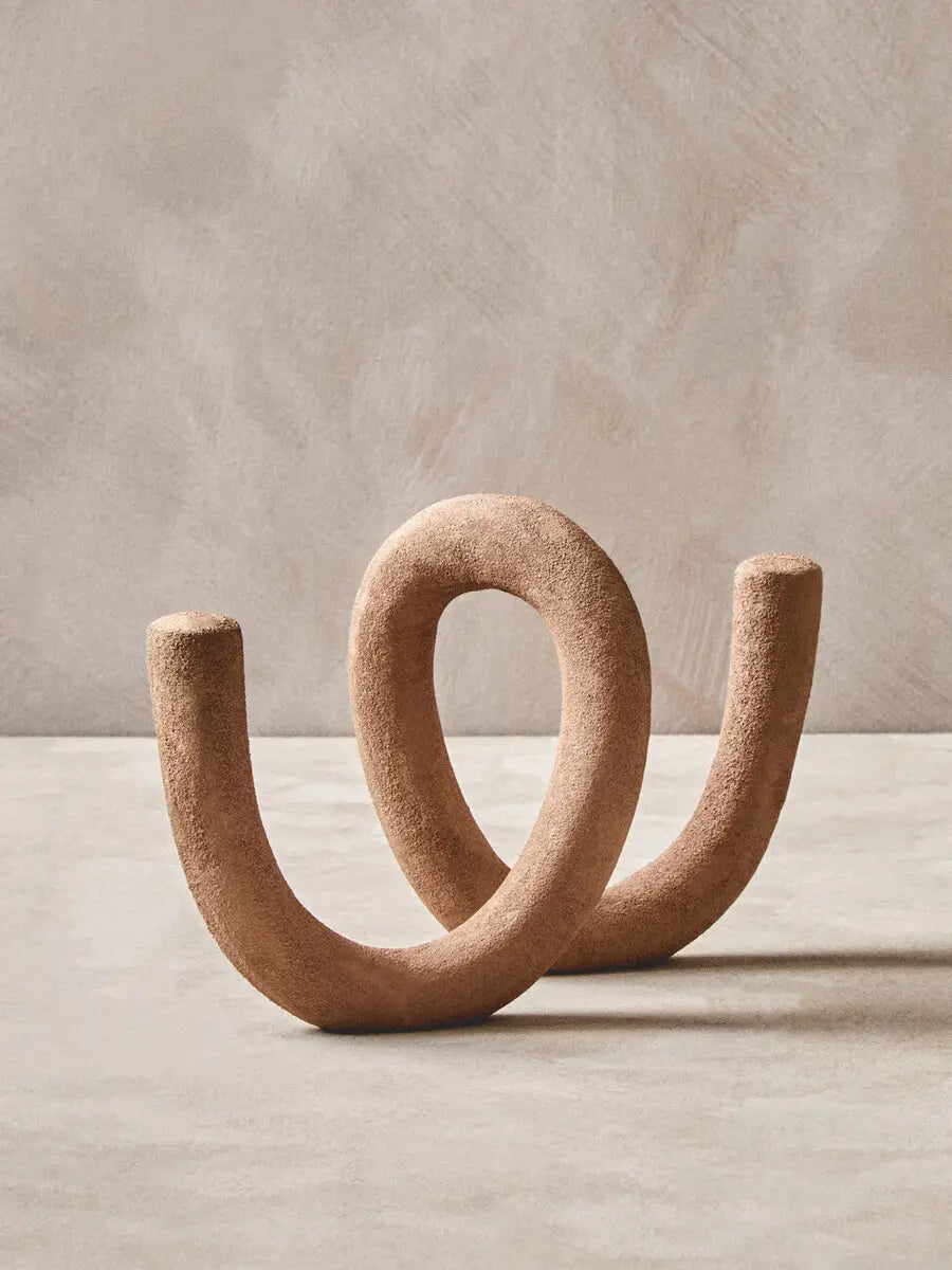 aRmanica Large Textured Beige Loop Sculpture