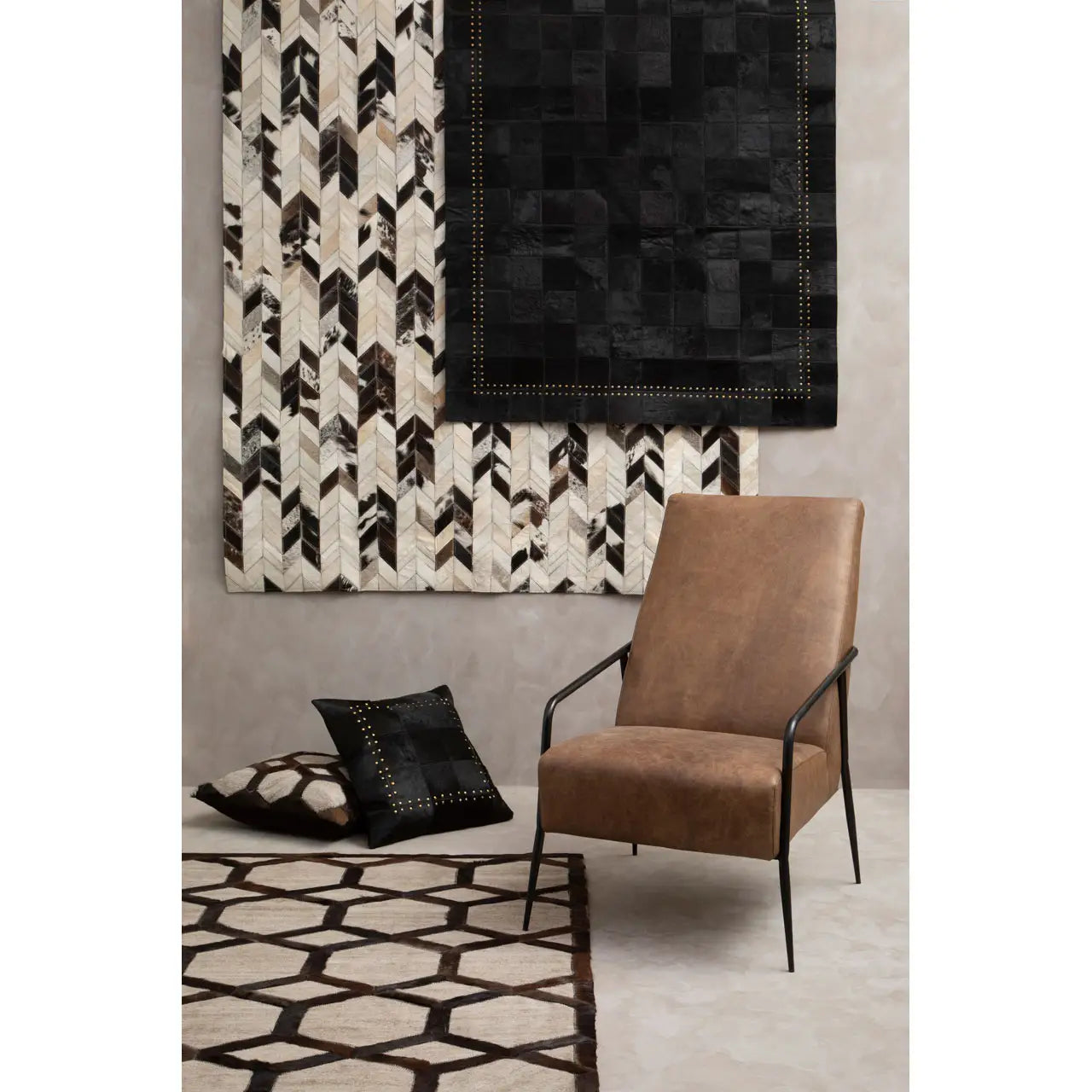 aRmanica SOHO BLACK PATCHWORK RUG