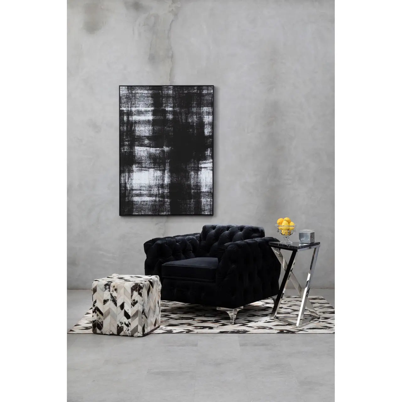 aRmanica SOHO BLACK / WHITE PATCHWORK RUG