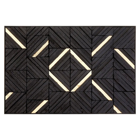 aRmanica MANDELA GOLD / BLACK WOOD PANEL WALL ART