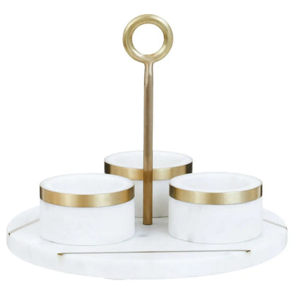 aRmanica MARBLE CONDIMENT SET WITH WHITE TRAY