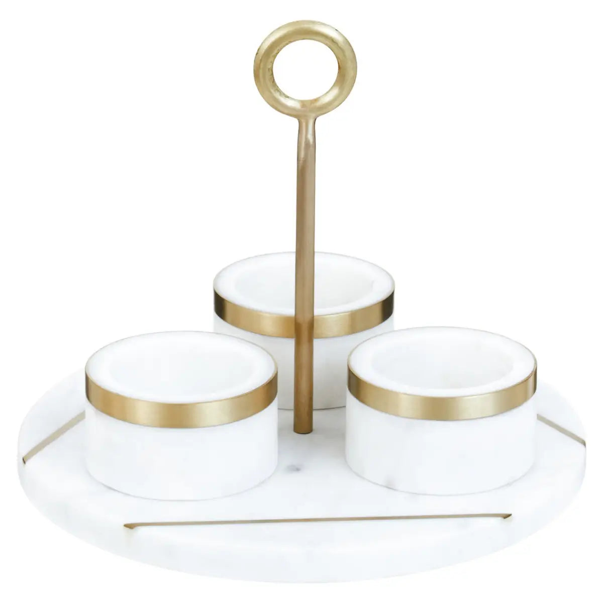 aRmanica MARBLE CONDIMENT SET WITH WHITE TRAY