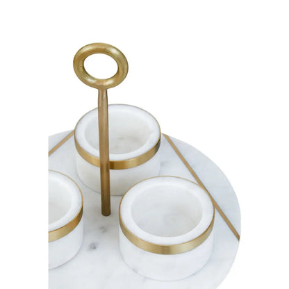 aRmanica MARBLE CONDIMENT SET WITH WHITE TRAY