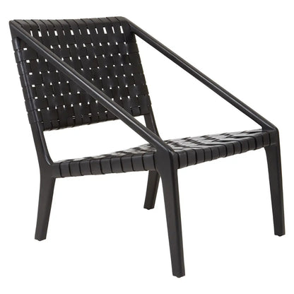 aRmanica BANDARI BLACK LEATHER WOVEN CHAIR