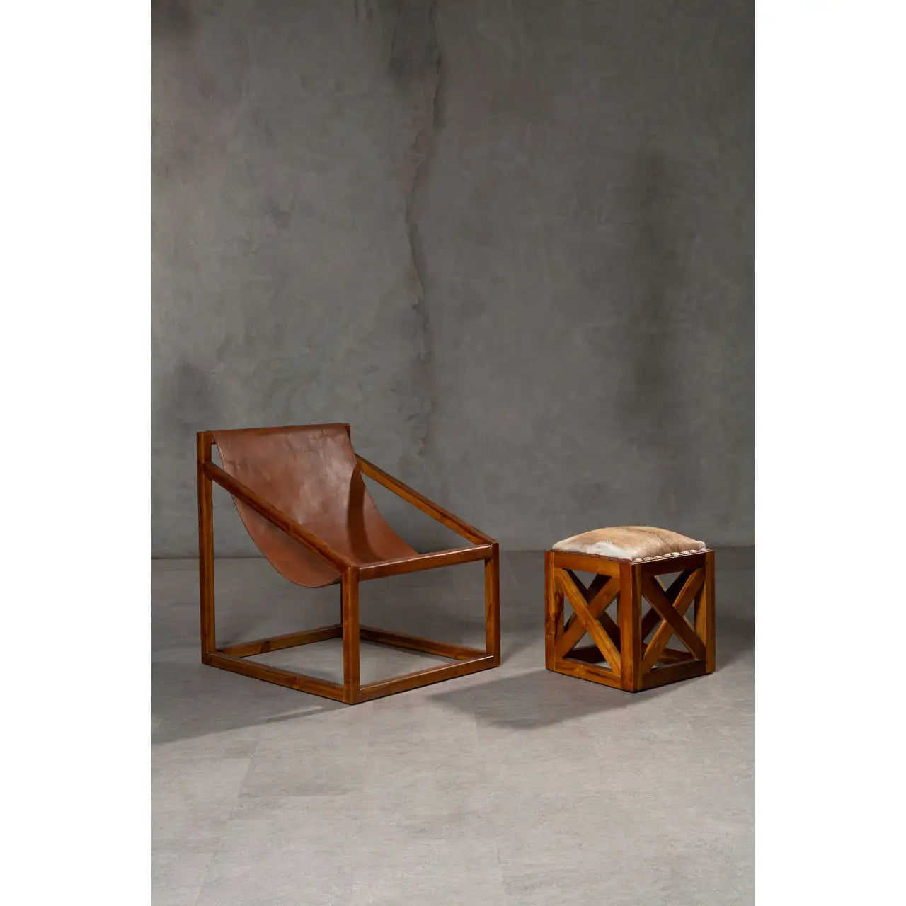 aRmanica BANDARI BROWN CUBIC FRAME CHAIR