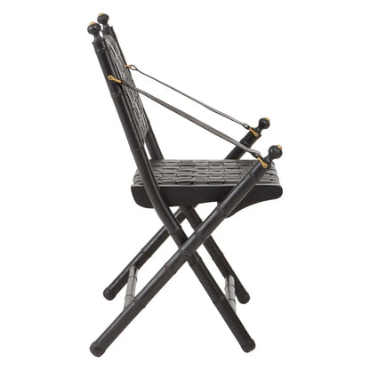 aRmanica KIOMARSI BLACK STRAPPED LEATHER AND BLACK TEAK WOOD CHAIR