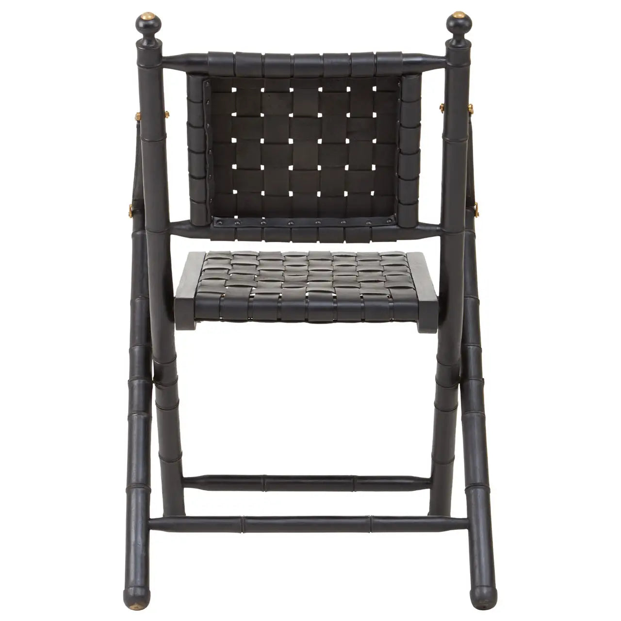 aRmanica KIOMARSI BLACK STRAPPED LEATHER AND BLACK TEAK WOOD CHAIR