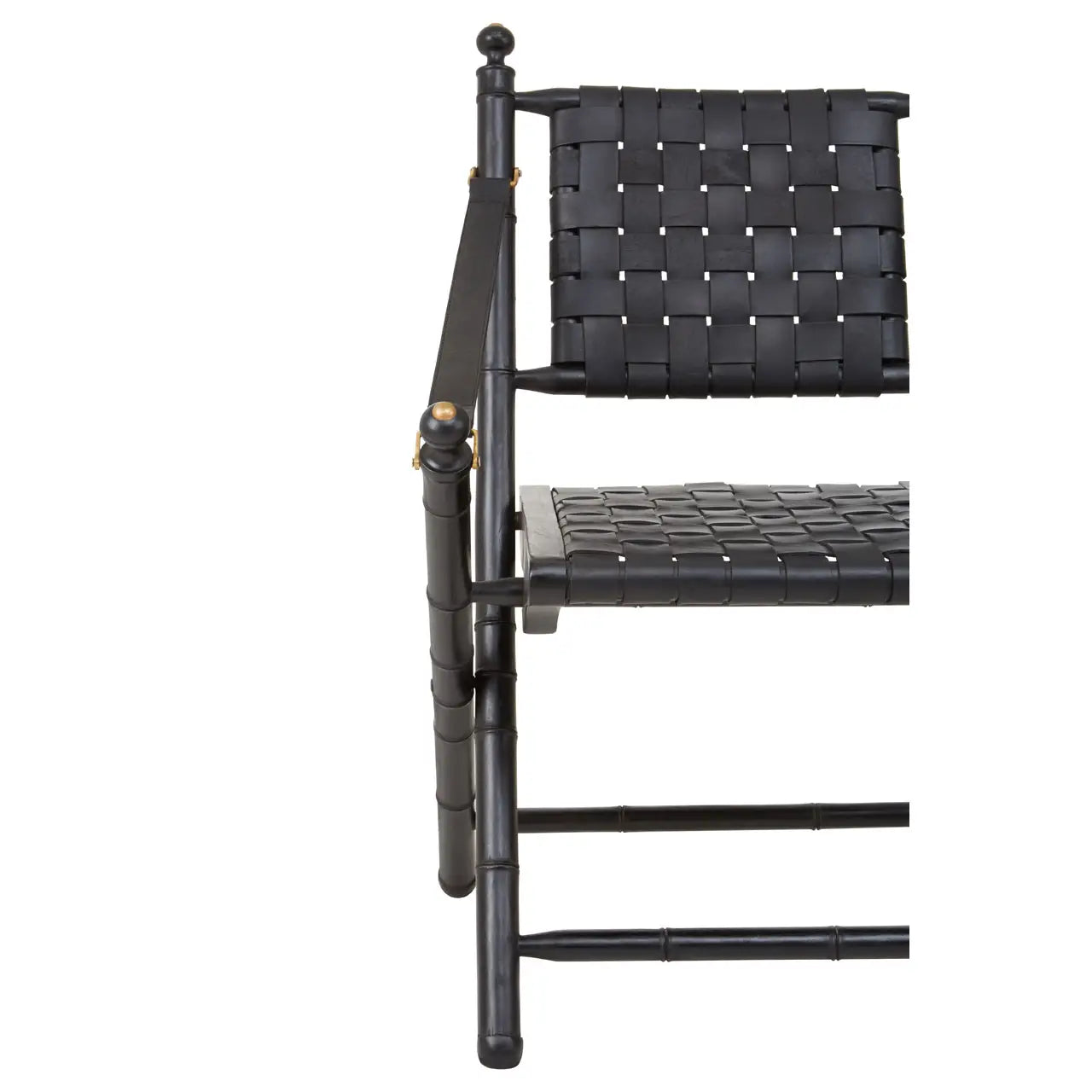 aRmanica KIOMARSI BLACK STRAPPED LEATHER AND BLACK TEAK WOOD CHAIR