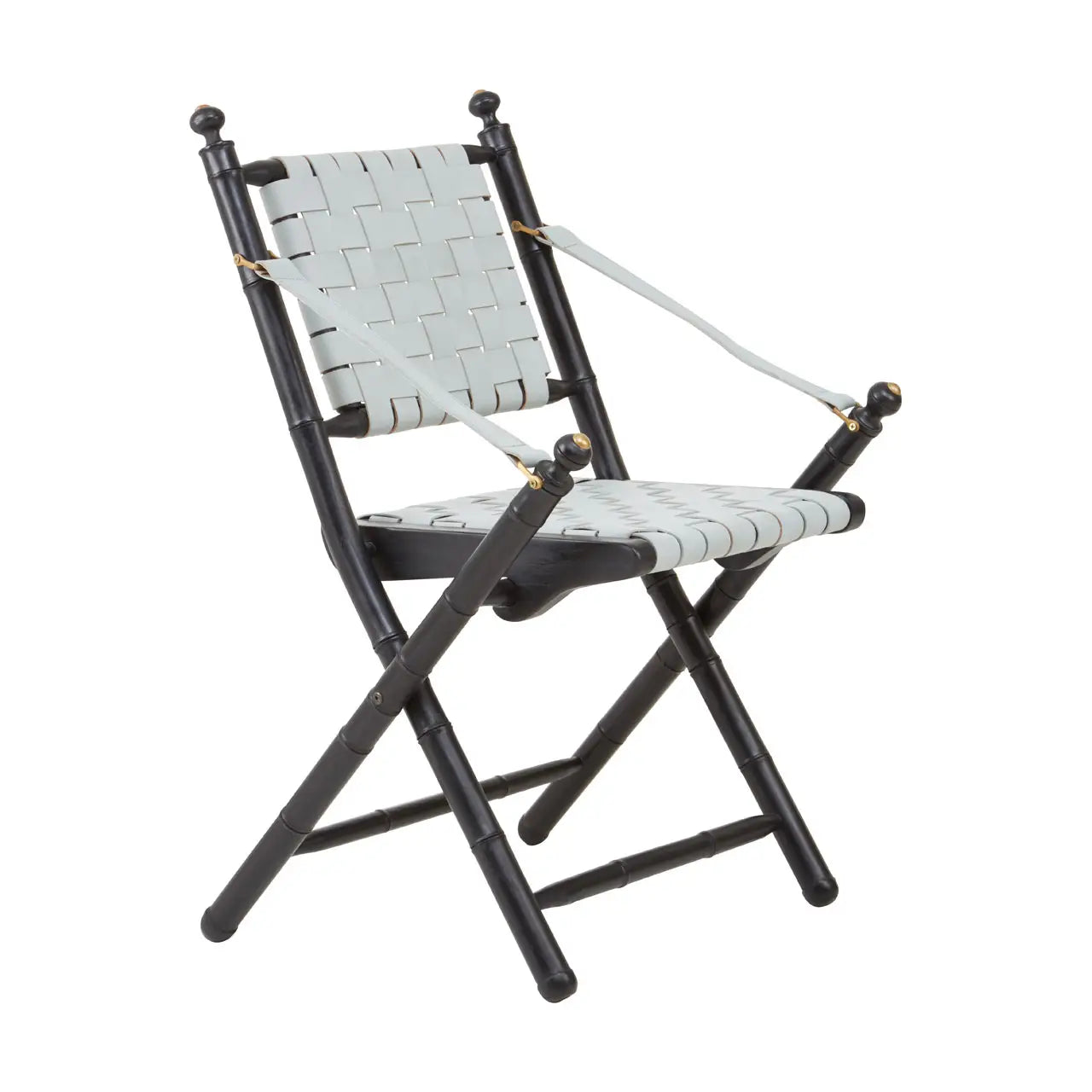 aRmanica KIOMARSI WHITE LEATHER AND BLACK TEAK WOOD CHAIR