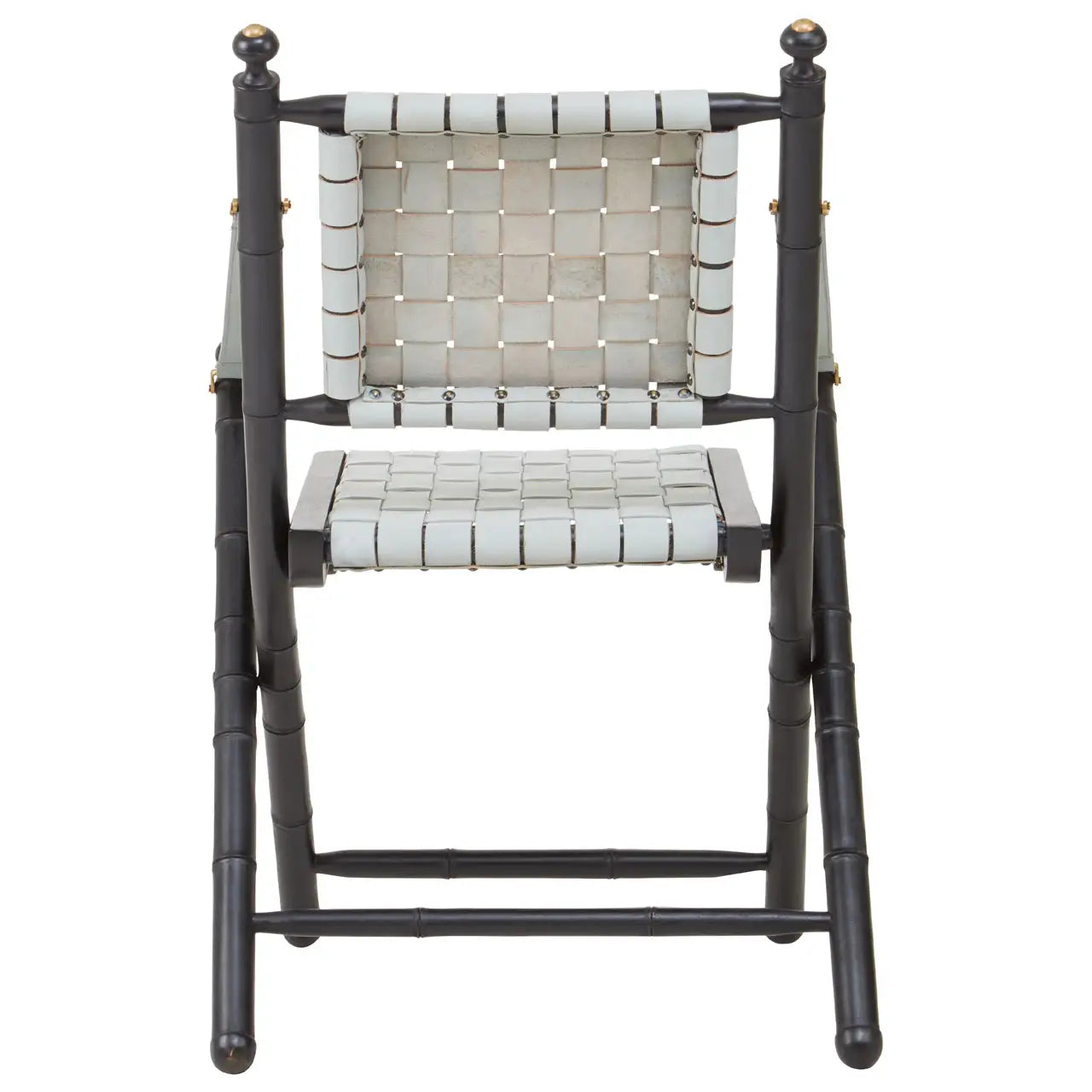 aRmanica KIOMARSI WHITE LEATHER AND BLACK TEAK WOOD CHAIR