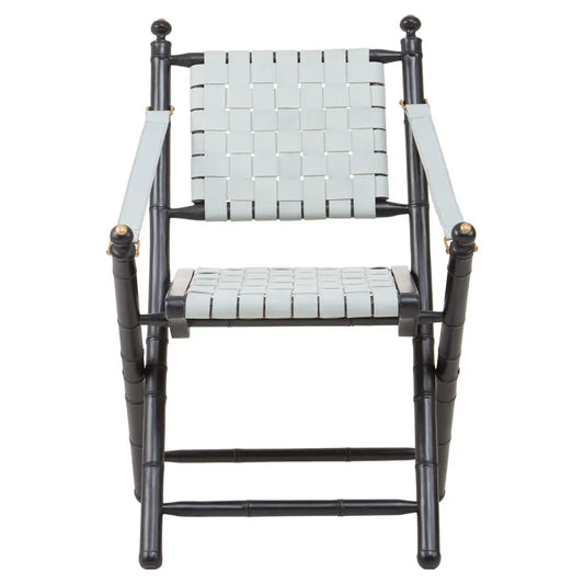 aRmanica KIOMARSI WHITE LEATHER AND BLACK TEAK WOOD CHAIR