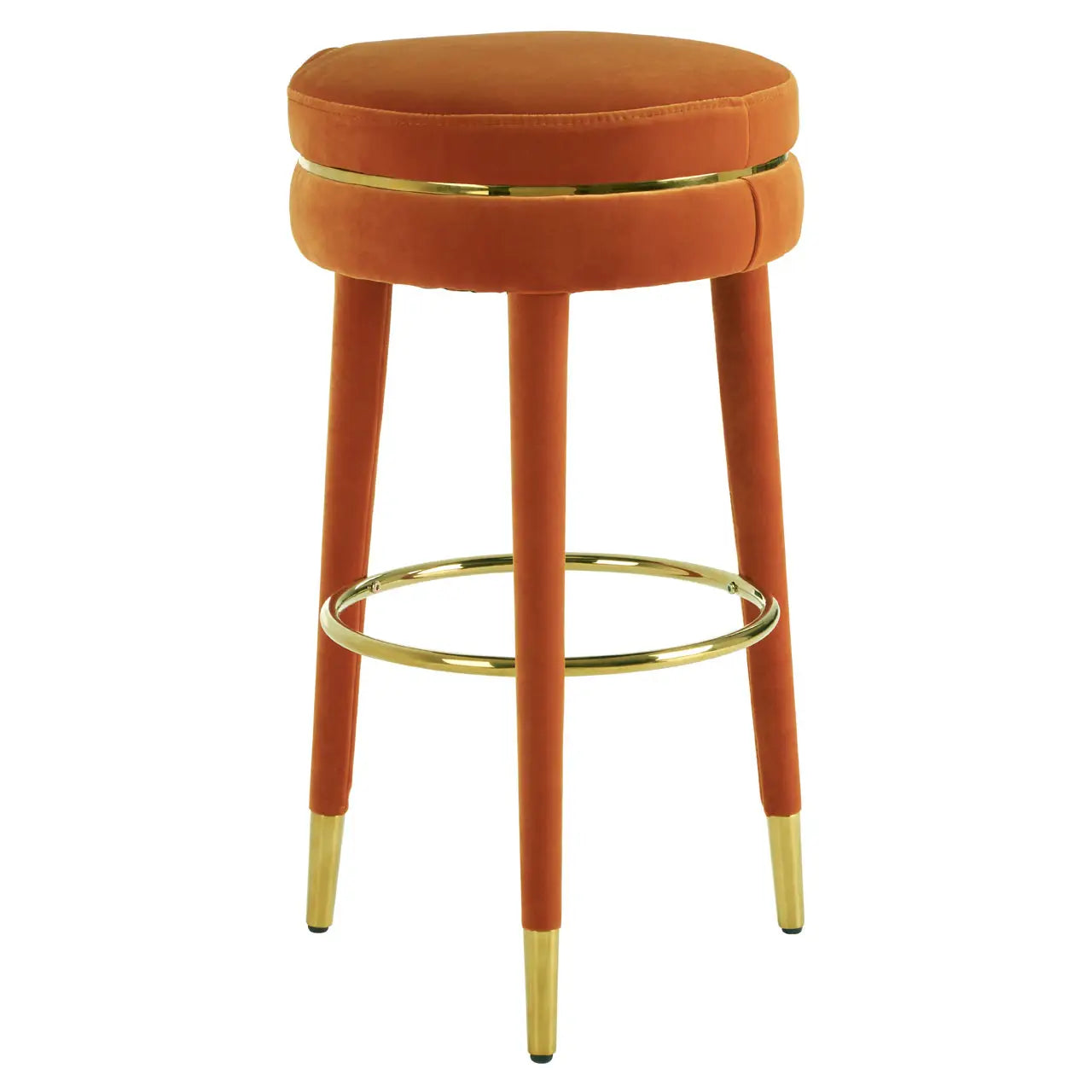 aRmanica DISTRICT ORANGE VELVET BAR STOOL