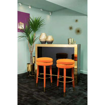 aRmanica DISTRICT ORANGE VELVET BAR STOOL