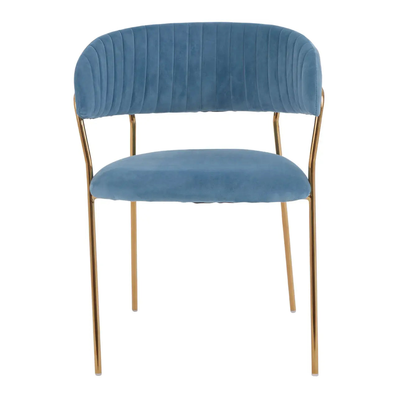 aRmanica ELECTERA BLUE CHANNEL GOLD FINISH DINING CHAIR  X2