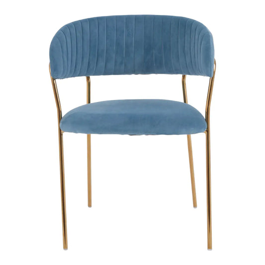 aRmanica ELECTERA BLUE CHANNEL GOLD FINISH DINING CHAIR  X2