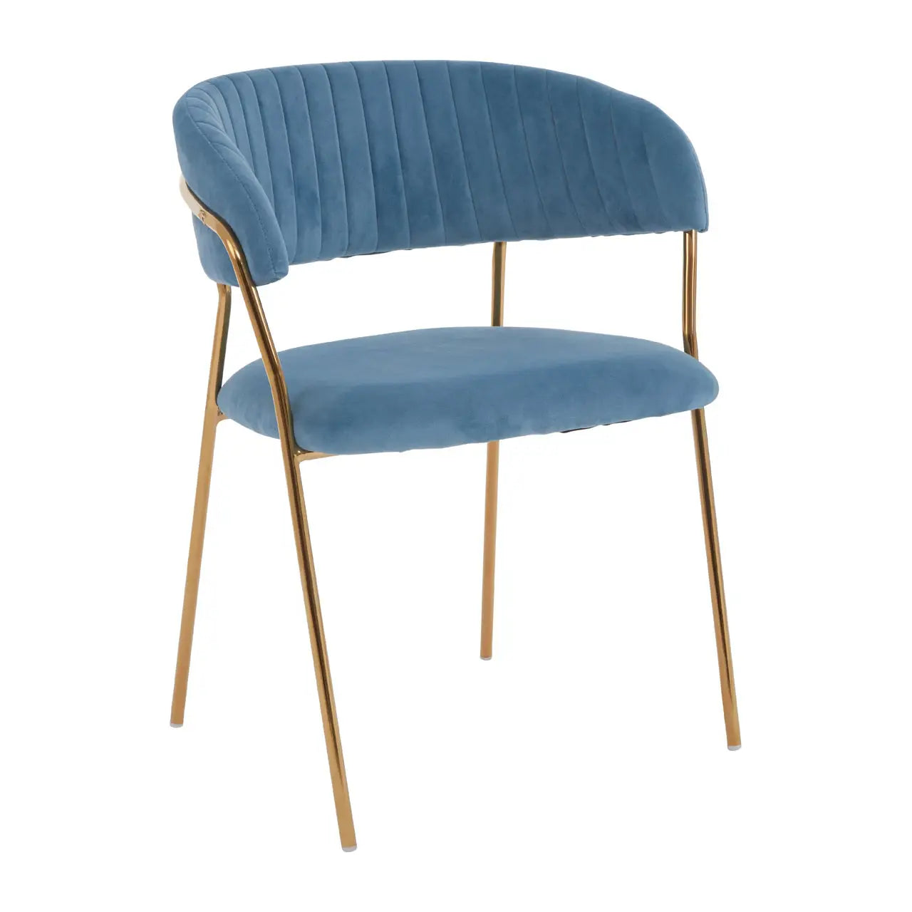 aRmanica ELECTERA BLUE CHANNEL GOLD FINISH DINING CHAIR  X2